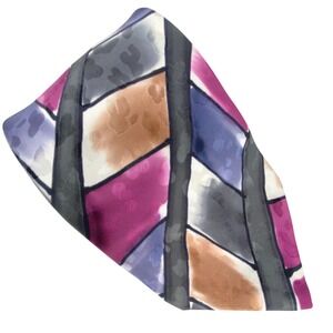 ROBERT DASKAL Mens Tie Abstract Artsy Hand Painted Purple Pink Gray 54x4